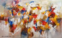 Mashkoor Raza, 30 x 48 Inch, Oil on Canvas, Abstract Painting, AC-MR-527